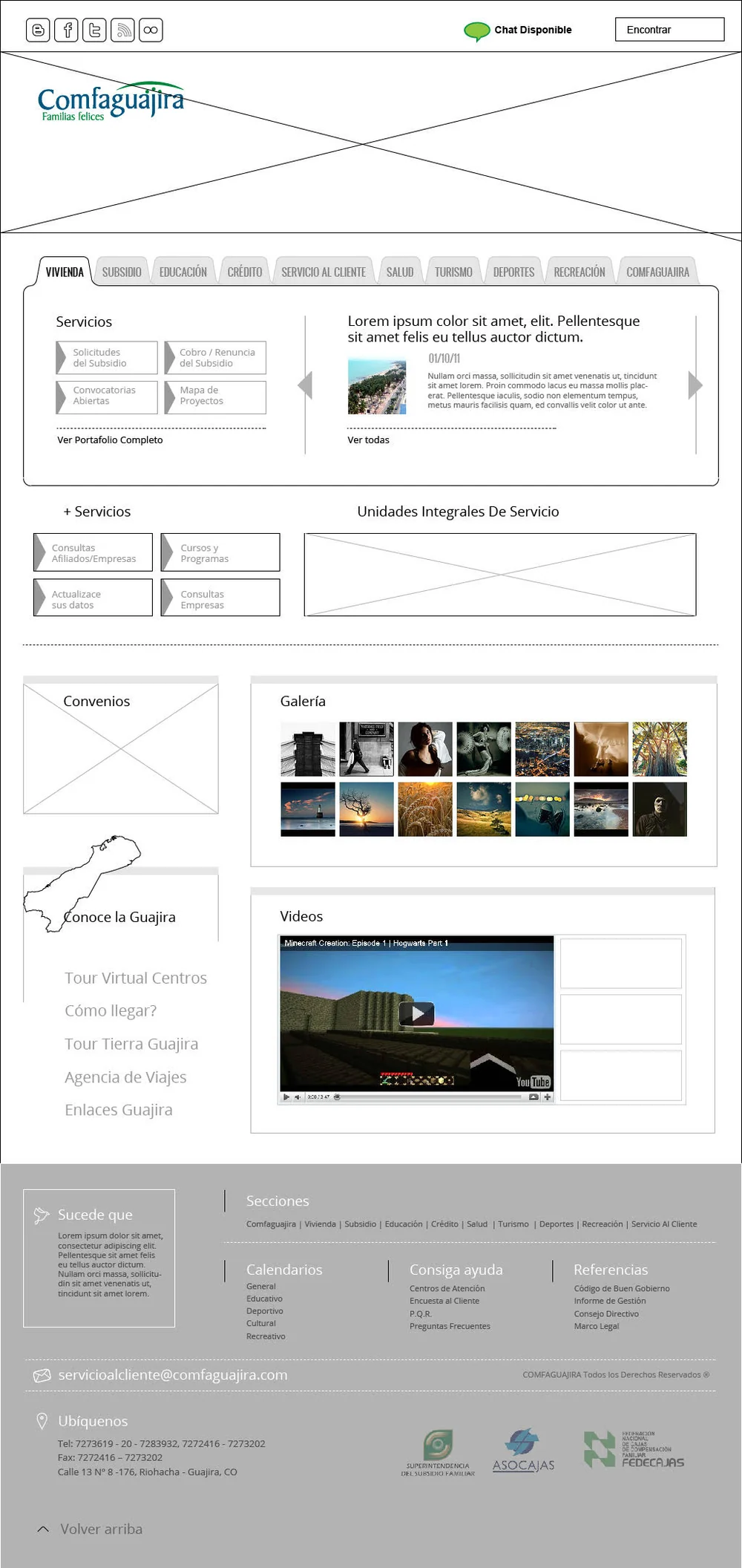 Wireframe de la portada, antes de cualquier decisión de color