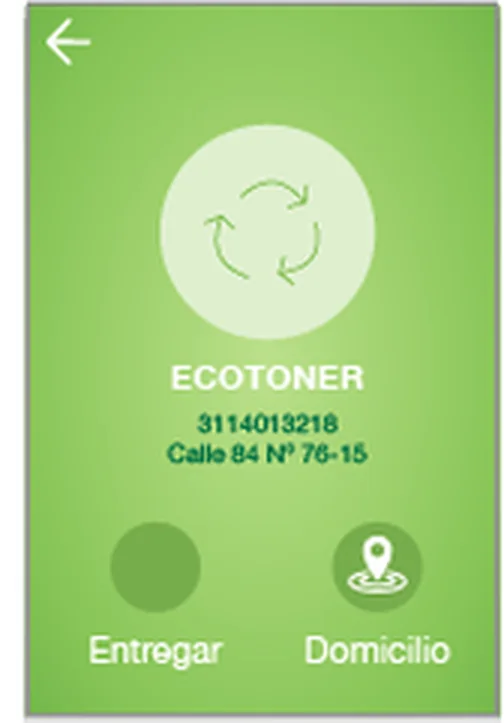 Ficha del gestor con las opciones de entregar o pedir domicilio