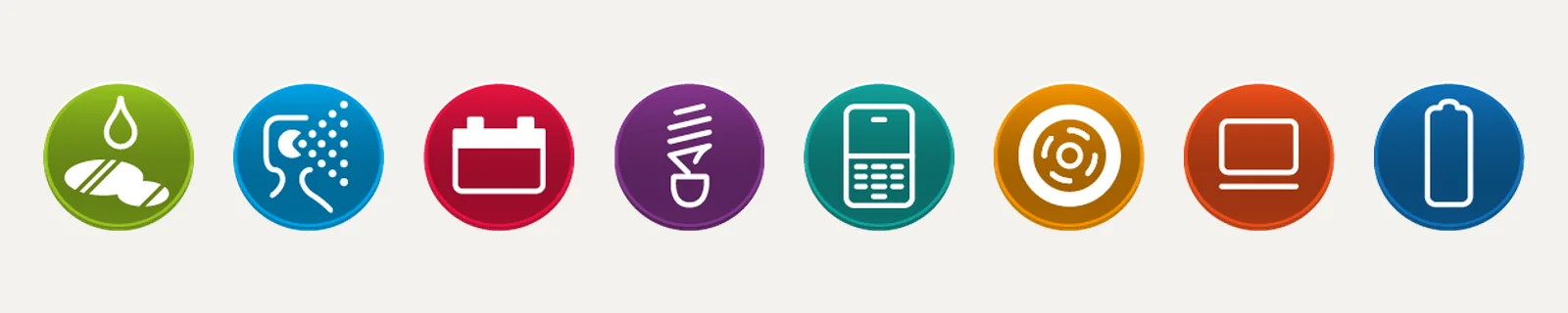 Los ocho residuos de posconsumo: aceites, aerosoles, baterías, bombillas, celulares, llantas, computadores y pilas