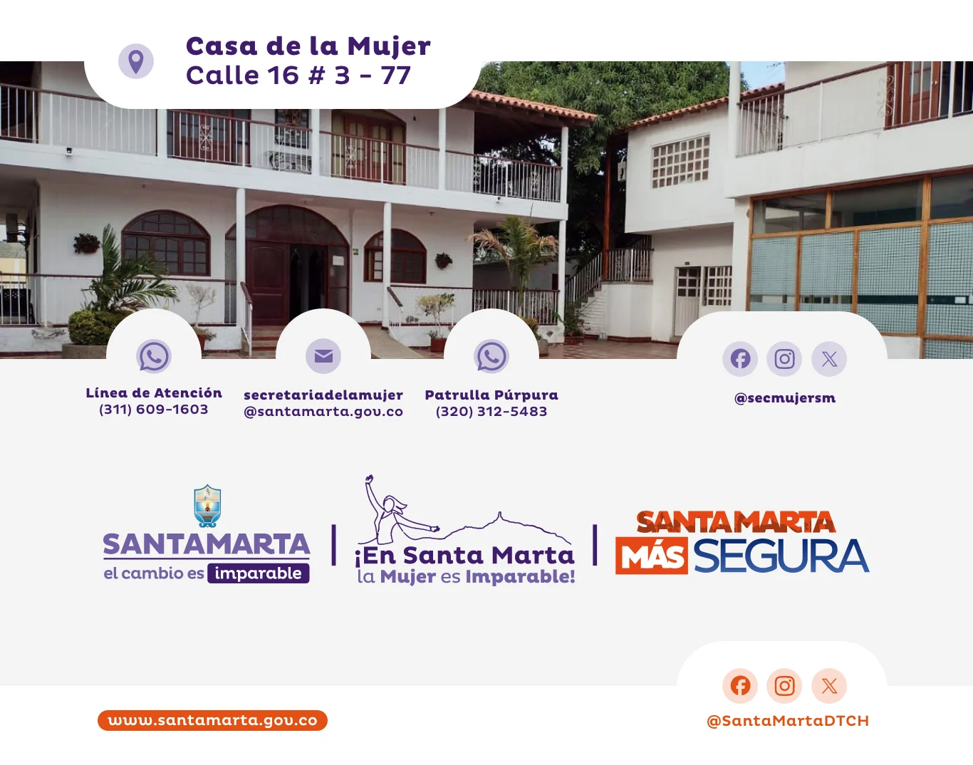 Remate del sitio del Observatorio con la Casa de la Mujer y sus líneas de atención