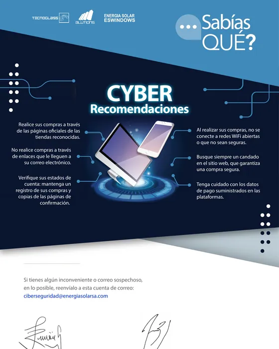Pieza de ciber recomendaciones sobre fondo oscuro con la ilustraci&oacute;n del port&aacute;til