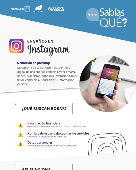 Pieza sobre enga&ntilde;os en Instagram con la captura del perfil suplantado