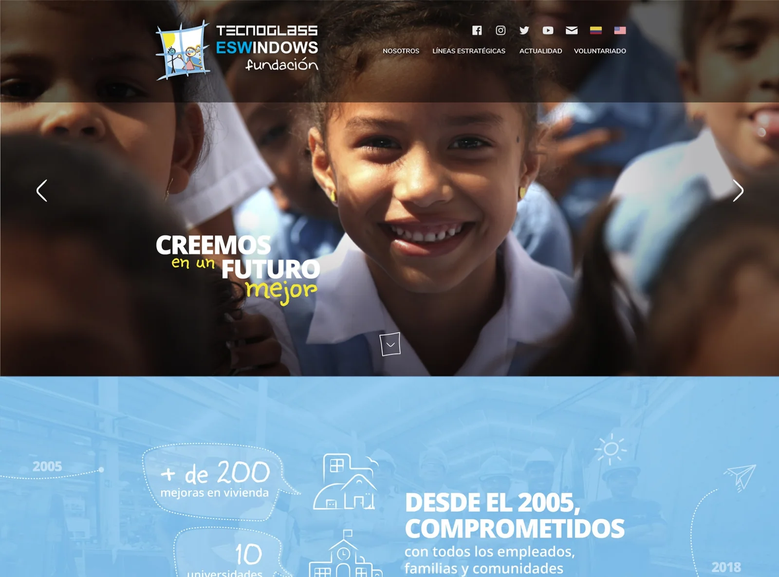 Portada del sitio de la fundaci&oacute;n del grupo, con su l&iacute;nea de tiempo de impacto social