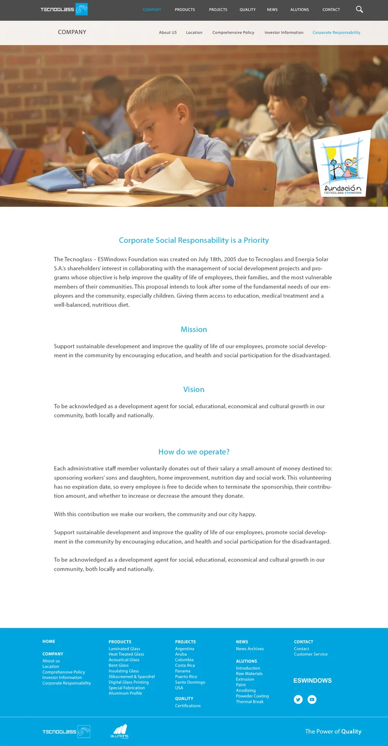 P&aacute;gina de responsabilidad corporativa con el programa educativo y sus fotograf&iacute;as