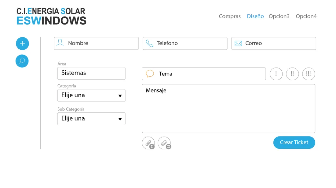 Formulario de solicitud de soporte con &aacute;rea, categor&iacute;a y adjunto