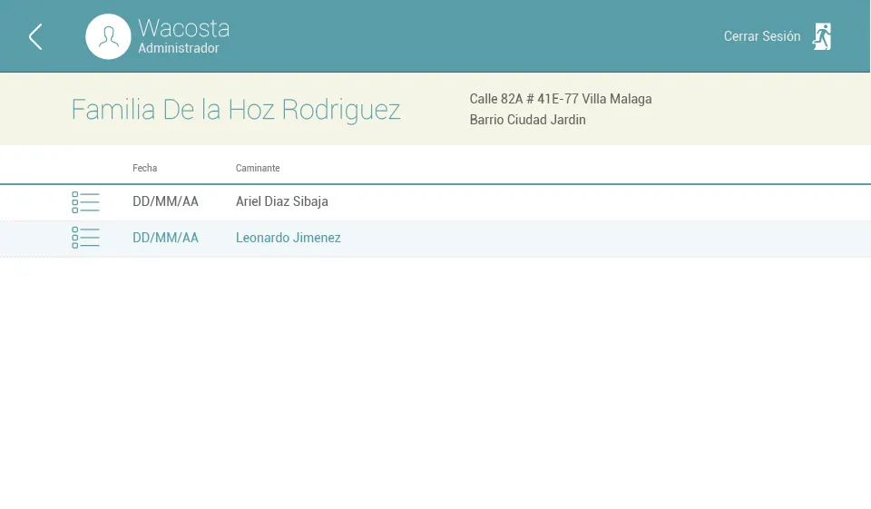 Historico visitas familia — Caminantes de la Salud