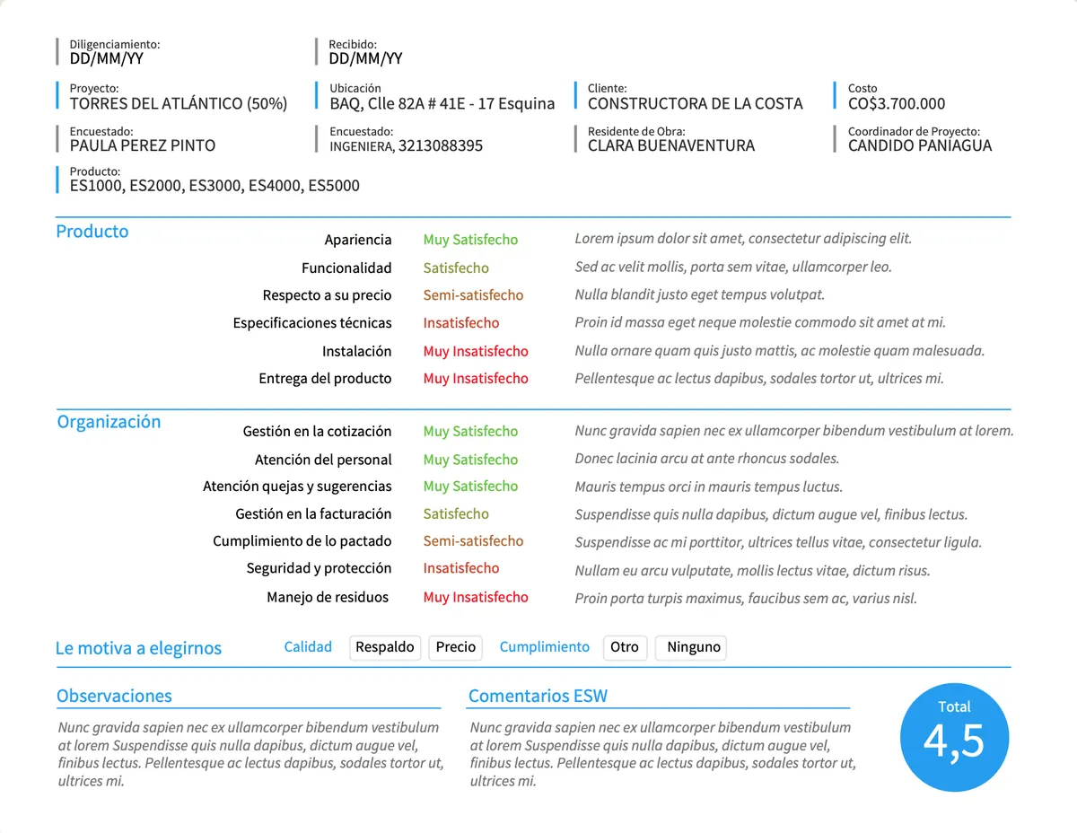 Mockup — Servicio al Cliente