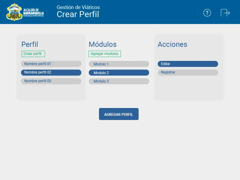 Crear perfil — Viáticos