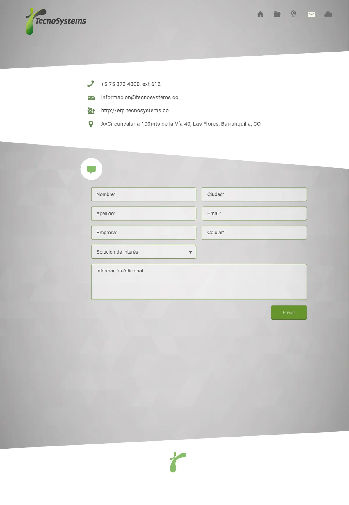 Tecnosystems website contacto — Sitio de Tecnosystems