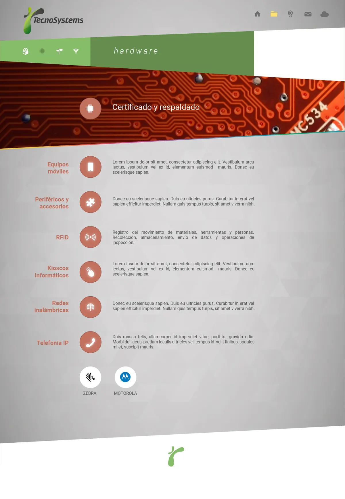 Tecnosystems website hardware — Sitio de Tecnosystems