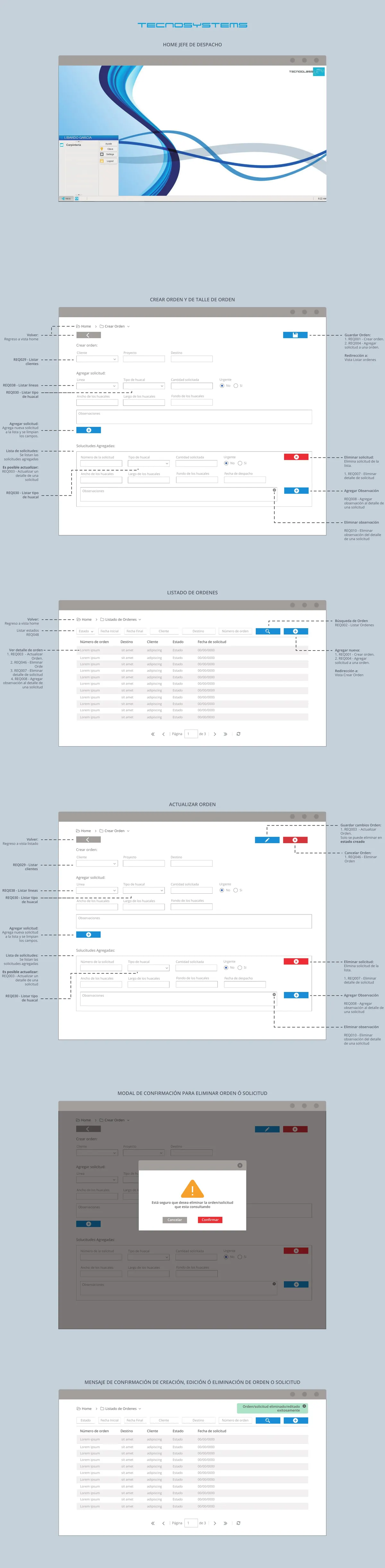 Wireframe despacho — Otros materiales